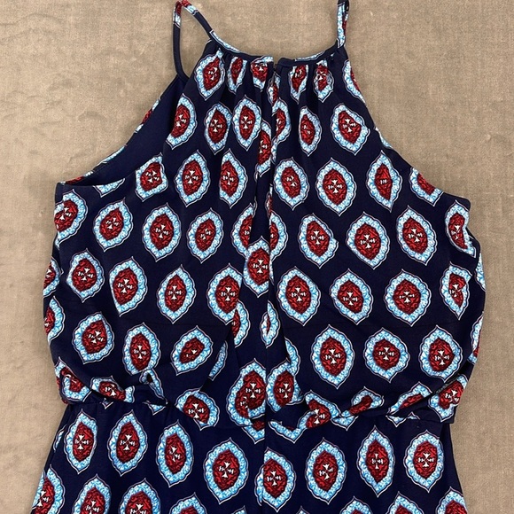 London Times Caitlin Cropped Pants Jumpsuit Blue, Red, Blk, White Paisley Size 6 - Picture 2 of 6